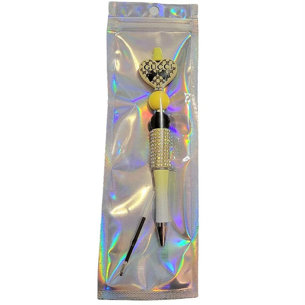 Fashion Bling Beaded Ballpoint Twist Pen Focal Bead Yellow